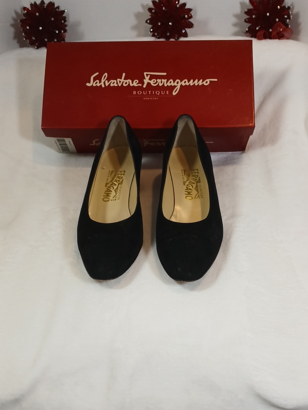 Salvatore Ferragamo Black Suede Women's Sz 10 AA